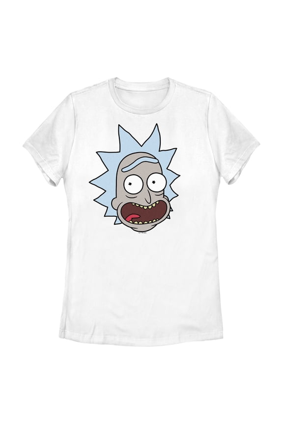 Women's Rick And Morty Smiling Rick Big Head Graphic Tee White 2X Large