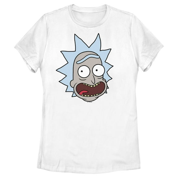 Women's Rick And Morty Smiling Rick Big Head  Graphic Tee White Small