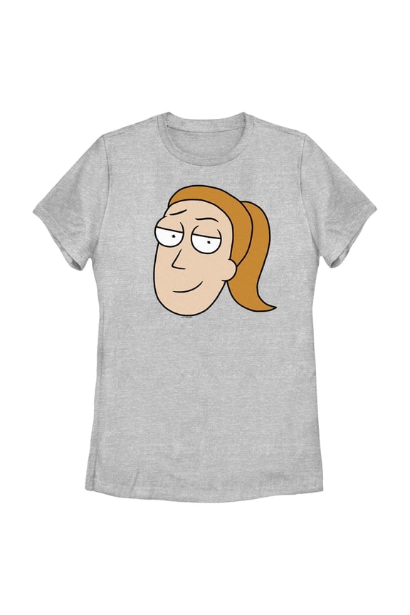 Women's Rick And Morty Smiling Summer Big Head Portrait Graphic Tee Athletic Heather Medium