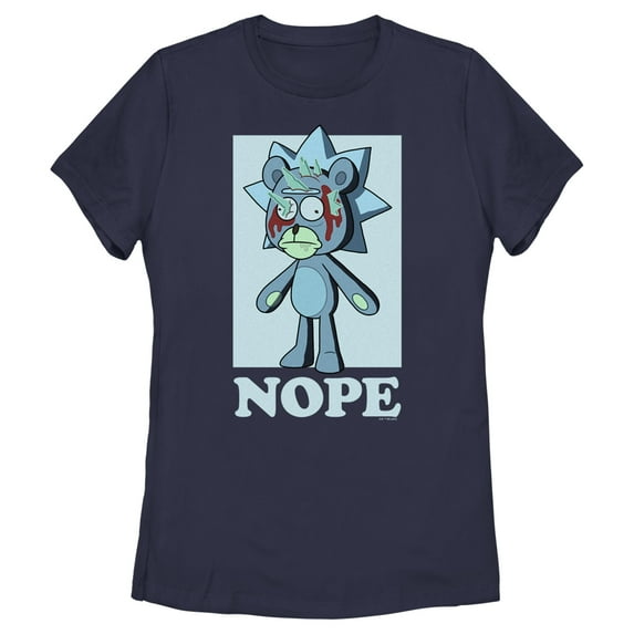 Women's Rick And Morty Teddy Rick Nope Graphic Tee Navy Blue Small