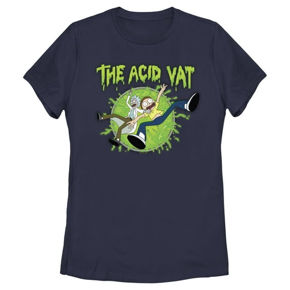 Women's Rick And Morty The Acid Vat Graphic Tee Navy Blue Small