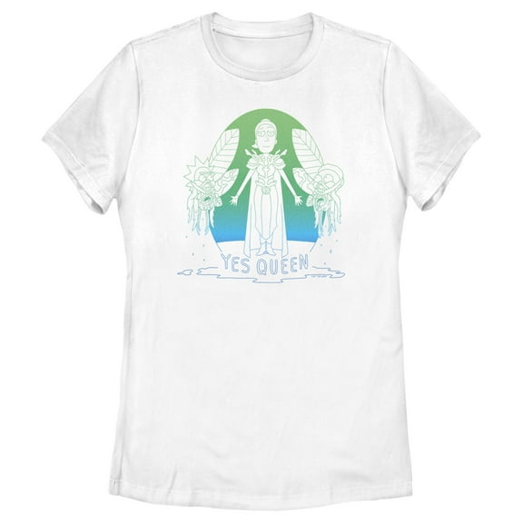 Women's Rick And Morty Yes Queen Summer  Graphic Tee White X Large