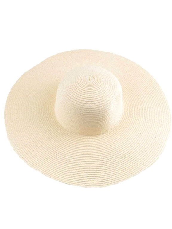 Women's Ridge Wide Floppy Brim Summer Beach Sun Hat Straw Cap Party Garden Travel