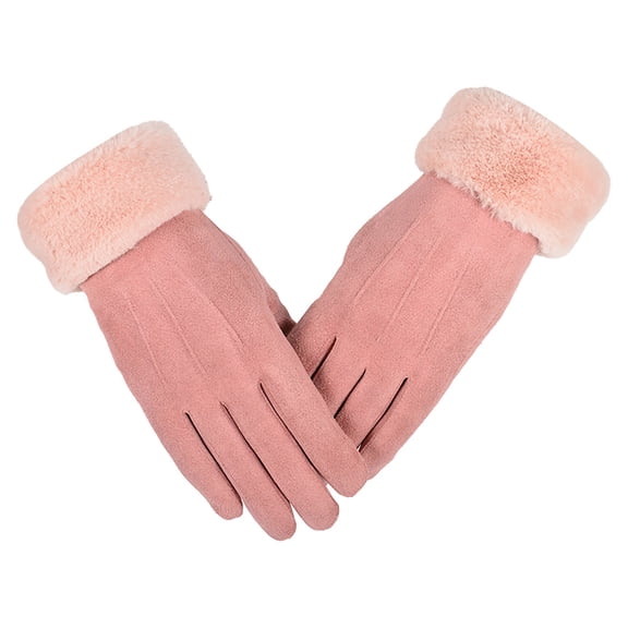 Women's Riding And Driving Gloves In Winter Thickened Warm Suede Gloves In Winter