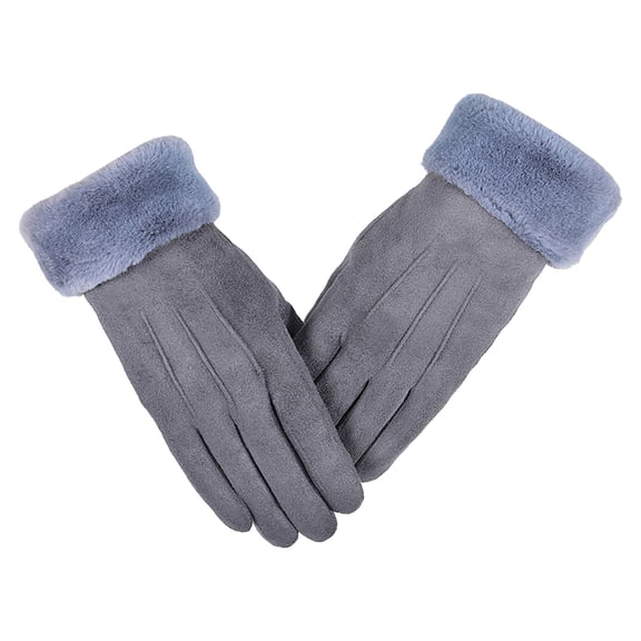 Women's Riding And Driving Gloves In Winter Thickened Warm Suede Gloves In Winter