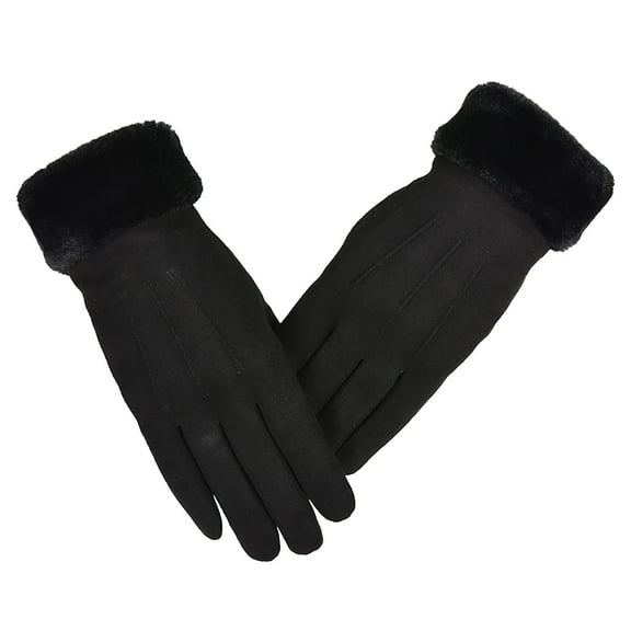 Women's Riding And Driving Gloves In Winter Thickened Warm Suede Gloves In Winter