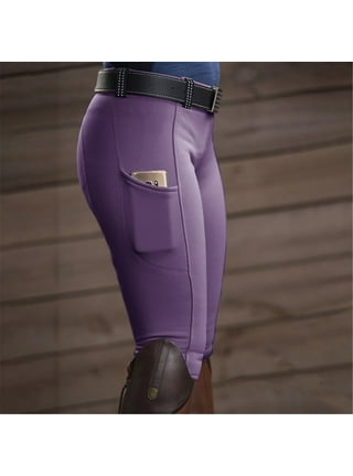 NADETI Women's Riding Pants High Waist Casual Horse Riding Pants Side  Pockets Training Equestrian Breeches Skinny Hip Lift Trousers,Brown-M :  : Fashion