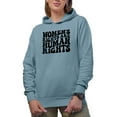 thumbnail image 1 of Women's Rights Are Human Rights Quote, Groovy Retro Wavy Text Merch Gift, Light Blue Hooded Sweatshirt or Hoodie, 2XL, 1 of 5