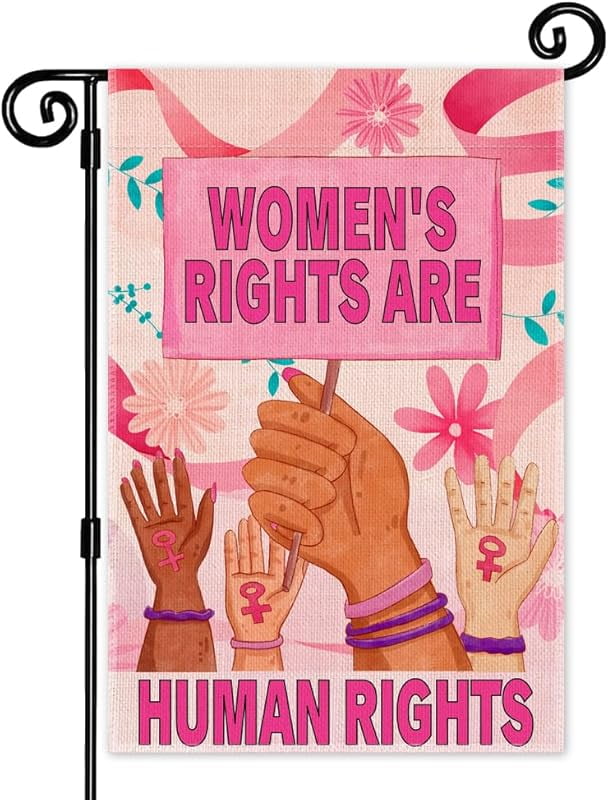 Women's Rights are Human Rights Pink Garden Flag, Double Sided Yard ...