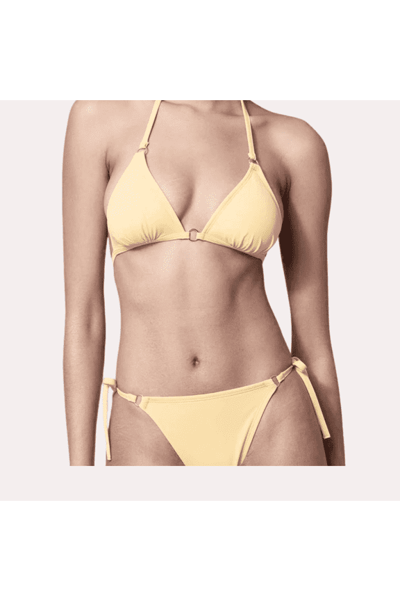 Women's Ring Front Triangle Bikini Top - Shade & Shore Yellow XS