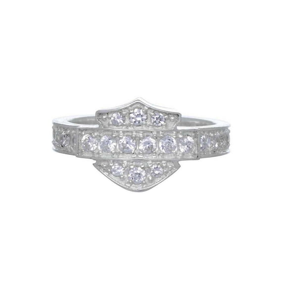 Women's Ring, Silver Bling Bar & Shield Band, Silver HDR0159 (8), Harley Davidson