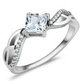 thumbnail image 1 of Women's Ring Wedding Princess Cut Waves Stainless Steel Ring with AAA Grade CZ in Clear, 1 of 5