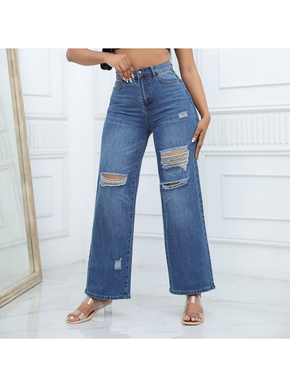 Women's Ripped Boyfriend Jeans Stretch Distressed Jeans Ladies Jeans With Ripped Jeans Mom Jean Jean Jean Women Pants Jean Pants for Women Party Womens Pants Relaxed Fit Jean Pants for Women Work