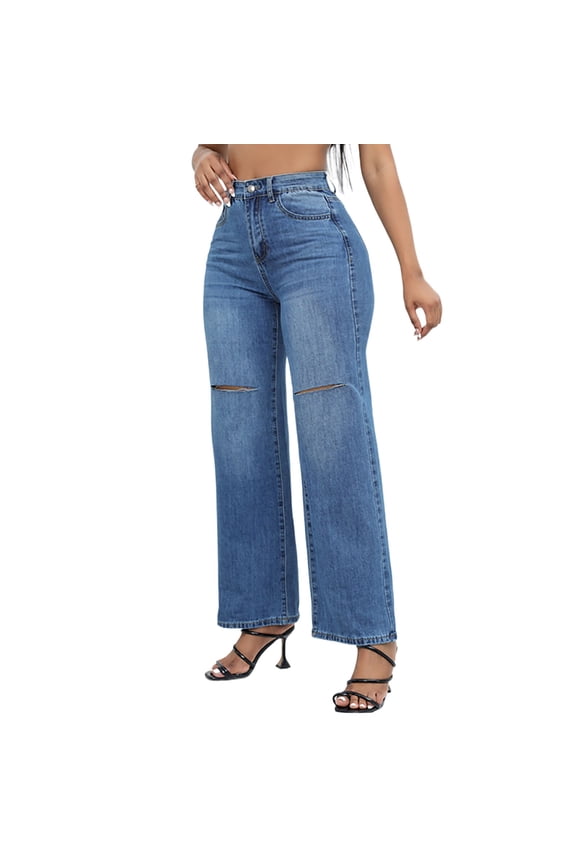 Women's Ripped Boyfriend Jeans Stretch Distressed Jeans Women's Jeans With Holes