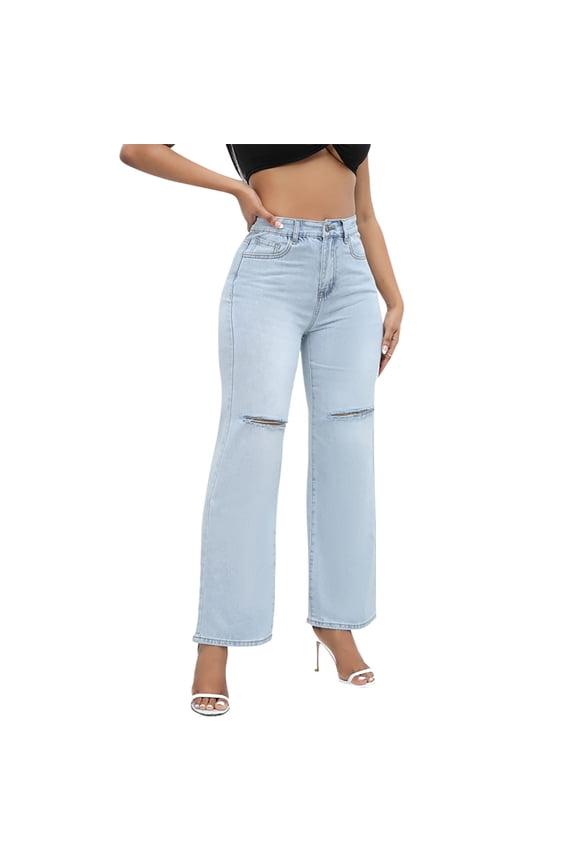 Women's Ripped Boyfriend Jeans Stretch Distressed Jeans Women's Jeans With Holes