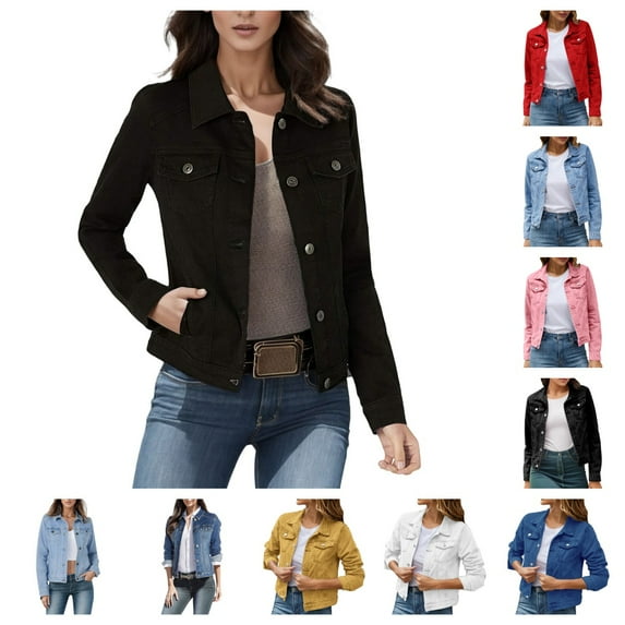 Women's Ripped Denim Jacket Washed Button Down Frayed Hem Shacket Jacket Jean Coat with Pocket