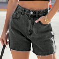 thumbnail image 1 of Women's Ripped Distressed Denim Shorts High Waisted Frayed Hem Stretchy Jeans Casual Summer Pants with Pockets, 1 of 6