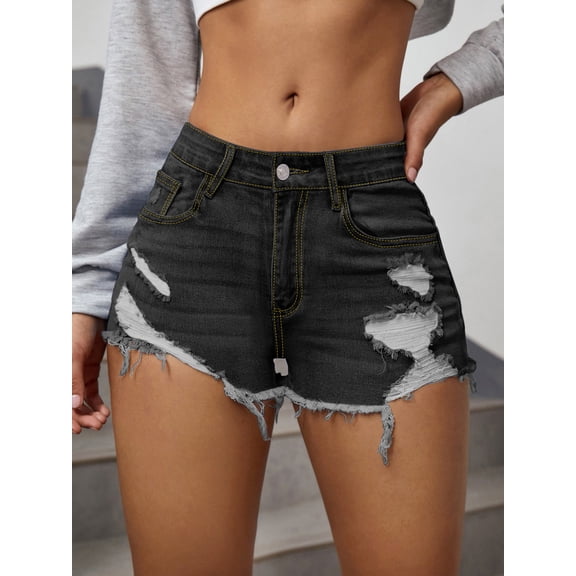 Women's Ripped Distressed Skinny Denim Shorts
