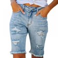 thumbnail image 1 of Women's Ripped Jeans Cute Distressed Denim Capri Pants Stretch Skinny Jeans with Hole (S), 1 of 5
