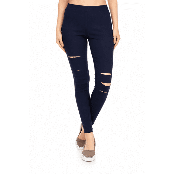 Women's Ripped Jeggings Distressed Jean Legging Pull On Stretch Skinny Pants Size S-XXXL 29" Inseam