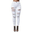 thumbnail image 1 of Women's Ripped Pencil Jeans - High Waist, Polyester-Cotton Blend, Loose Oversized Cargo Style with Multi-Pockets, 1 of 8