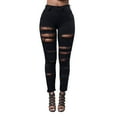 thumbnail image 1 of Women's Ripped Pencil Jeans - High Waist, Polyester-Cotton Blend, Loose Oversized Cargo Style with Multi-Pockets, 1 of 7