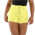 thumbnail image 1 of Women's Ripped Shorts Distressed Denim Short Jeans Pants Button Fly High Waisted Hem Summer Casual Beach Y2k Slacks (XL, Yellow-N), 1 of 6