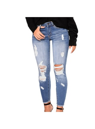 Womens Frayed Hem Jeans