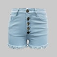 thumbnail image 1 of Women's Ripped Stretchy Jean Shorts Mid Rise Denim Shorts With Pockets, 1 of 4