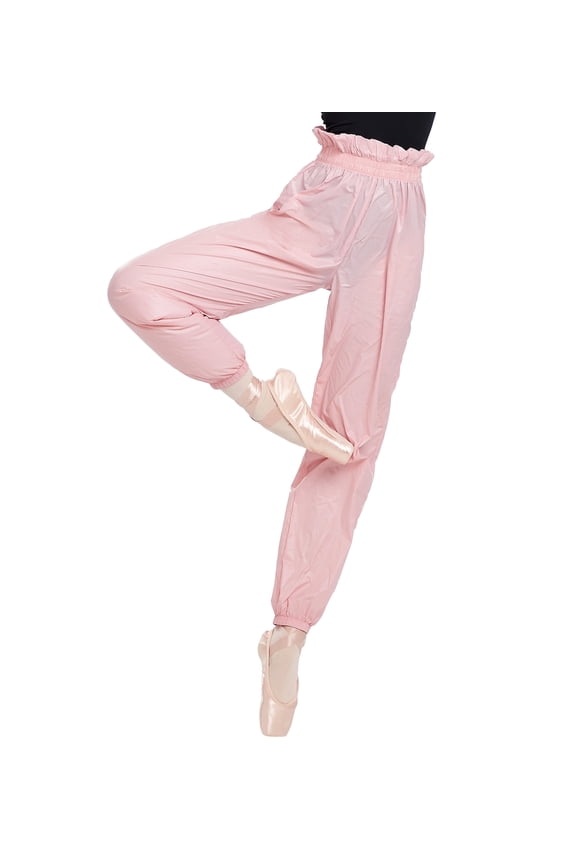 Women's Ripstop Trousers, Lightweight, Thin High Waisted Warm-up Trousers, Ballet Trousers for Girls and Women