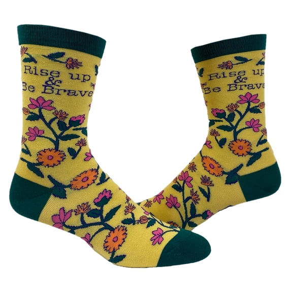 Women's Rise Up and Be Brave Socks Funny Motivational Inspirational Graphic Footwear