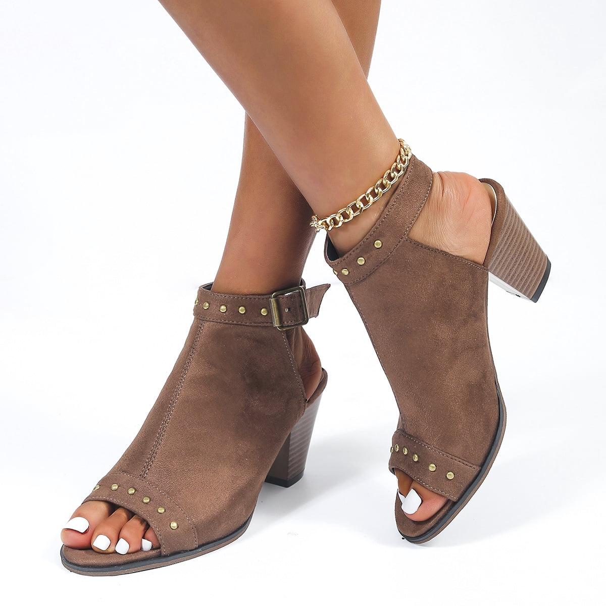 TOP Moda Women's Platform Closed Toe Sandals - 4 Inch Chunky Heel, Ankle Strap, Retro Style Dress Shoes - View #4