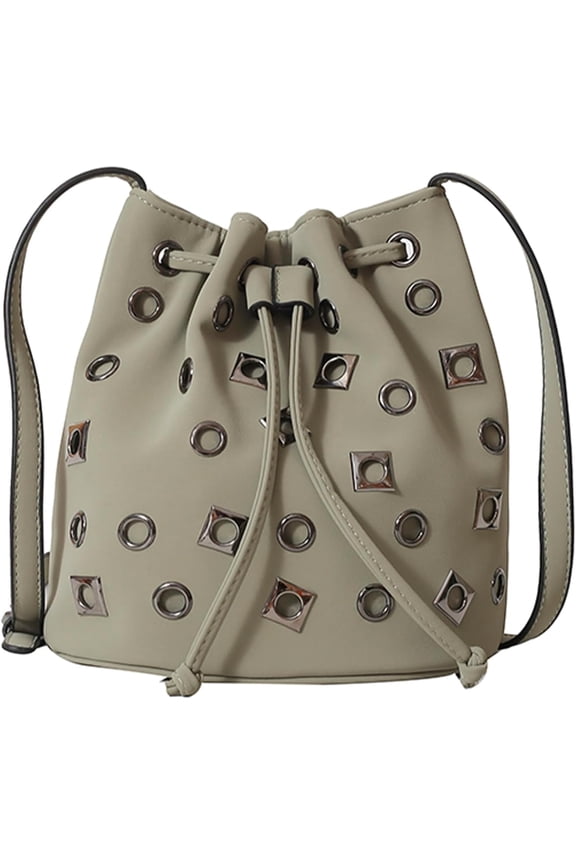 Women's Rivet Purse Mini Leather Hobo Bag Y2K Popular Rivet Crossbody Bag Bucket Handbag