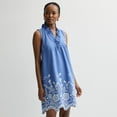 thumbnail image 1 of Women's Robbie Bee Ruffle Neck A-Line Dress Color: Blue Size: LARGE, 1 of 4