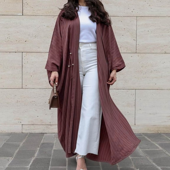 Women's Robe Modern Fashion Turkey Leisure Large Size Cardigan Polyester and Blend Soft Skin-friendly Breathable Elastic for All Seasons