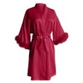 thumbnail image 1 of Women’s Robe Silky Robe Feather Trim Light Women's Lounge Valentines Day Bathrobes, 1 of 5