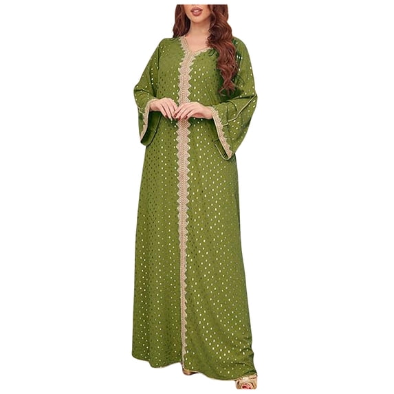 Women's Robes Lady's Gold Stamped Gown Shower Robe Green 2XL