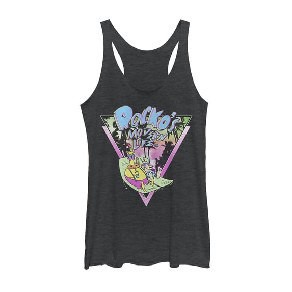 Women's Rocko's Modern Life Chez Vida Racerback Tank Top Black Heather 2X Large