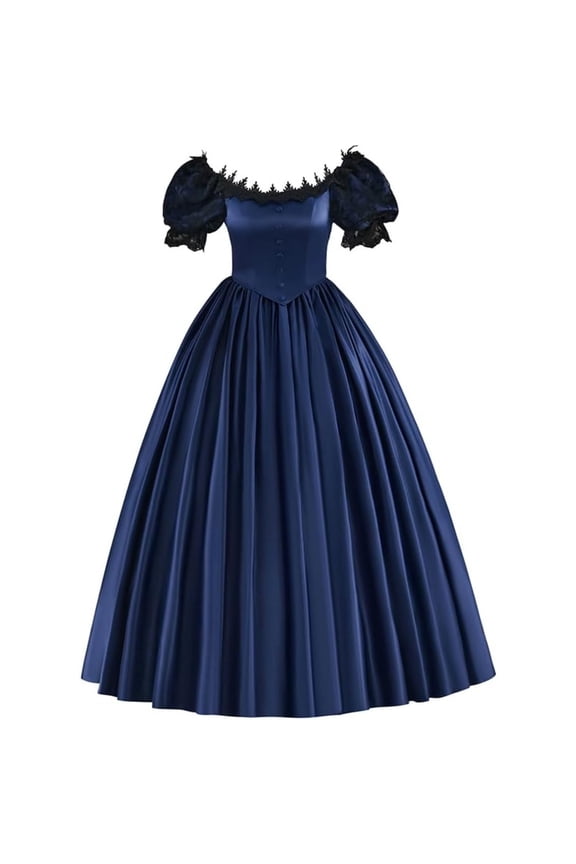 Women's Rococo Ball Gown Lace Sleeve Historical Victorian Dress Civil War Southern Belle Gown