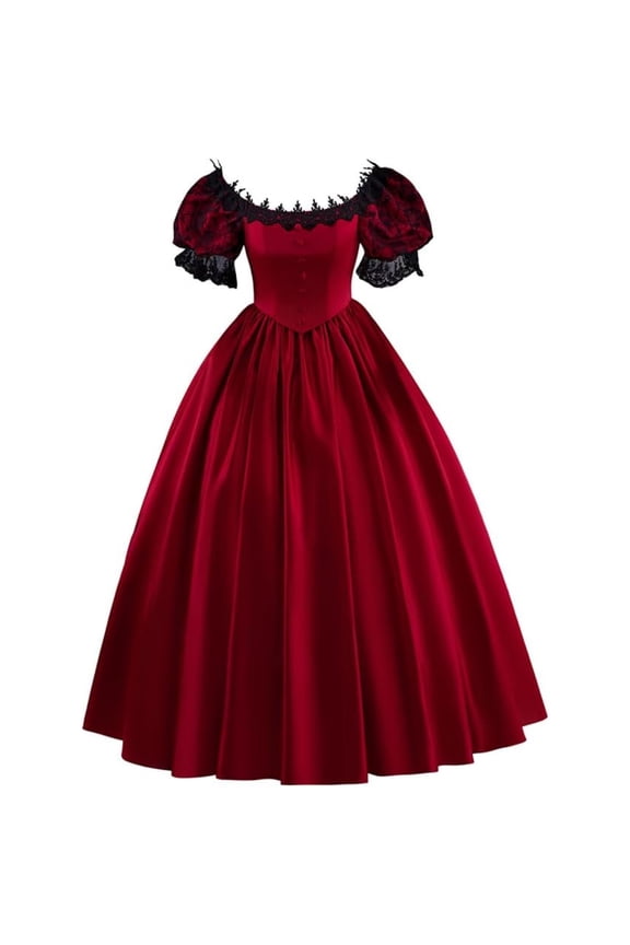 Women's Rococo Ball Gown Lace Sleeve Historical Victorian Dress Civil War Southern Belle Gown