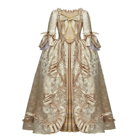 Women's Rococo Dress Baroque Marie Antoinette Medieval Vintage Victorian Renaissance 1800s Long Sleeve Dress Costume
