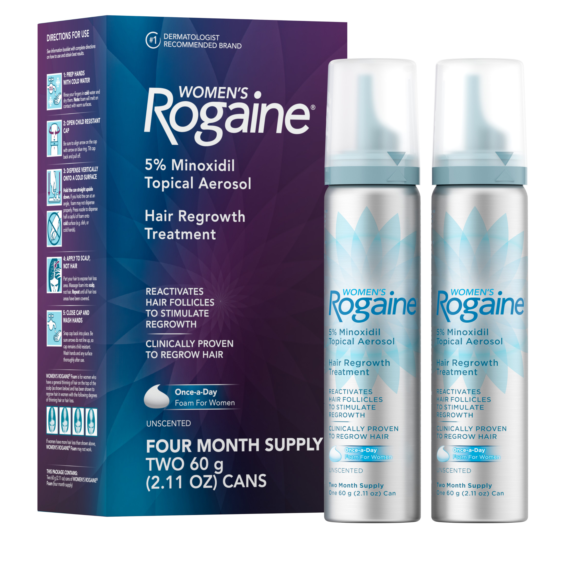 Women's Rogaine 5% Minoxidil Foam, Unscented, 4-Month Supply - image 1 of 8