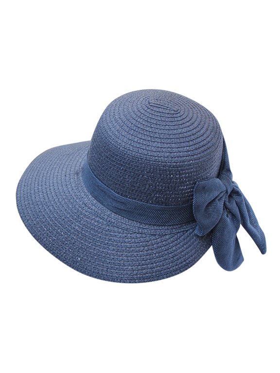 Women's Roll Up Straw Sun Hat Wide Brim Floppy UPF 50+ Packable Beach Travel Cap