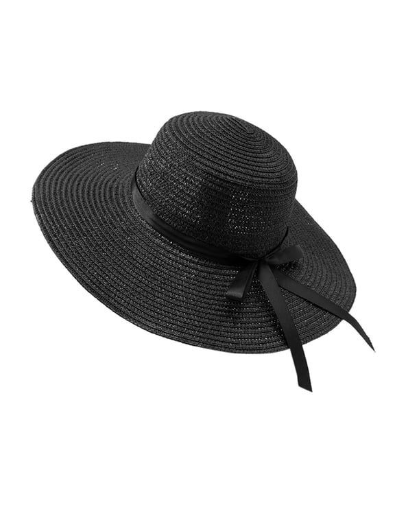 Women's Roll Up Straw Sun Hat Wide Brim Floppy UPF 50+ Packable Beach Travel Cap