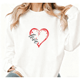 thumbnail image 1 of Women Red Heart Love Graphic Tee Casual T Shirt Top Handwritten Script Print Soft Round-neck long-sleeved white S-3XL, 1 of 5