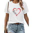 thumbnail image 1 of Women's Romantic Valentine's T-Shirt - Handwritten Heart Outline Red & White Short Sleeve Casual Everyday Date Tee, 1 of 5