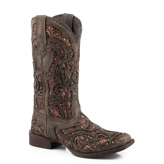 Women's Roper Mercedes Leather Boots Handcrafted Brown