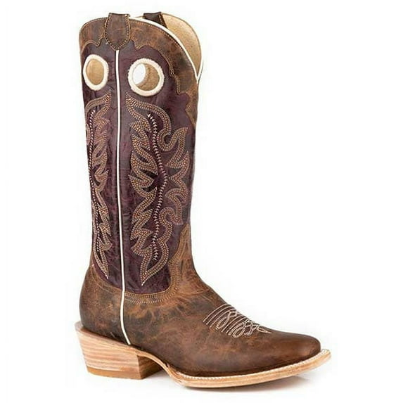 Women's Roper Ride Em' Cowgirl Leather Boots Handcrafted Brown