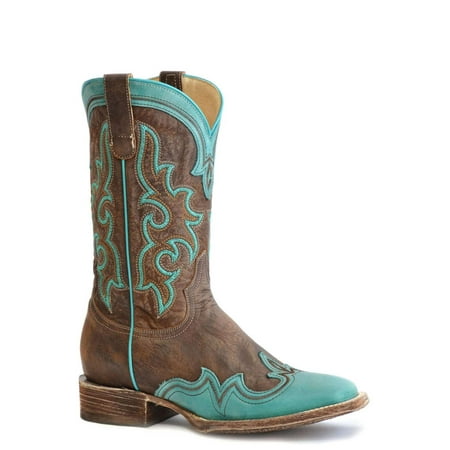 Women's Roper Shyla Leather Boots Handcrafted Brown