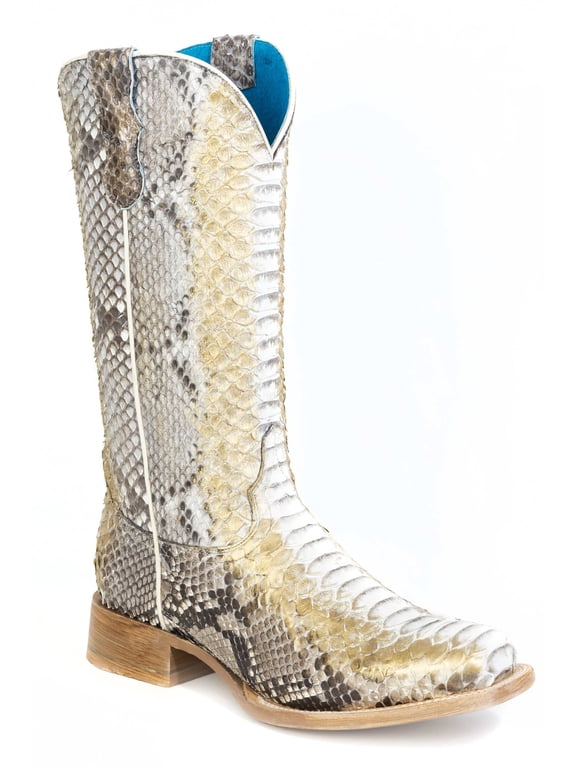 Women's Roper White Snow Python Boots Handcrafted White